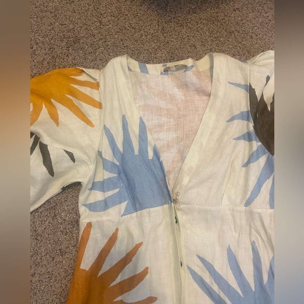NWOT Anthropologie Cala de La Cruz Nane Linen Midi Resort Dress Sleeve M $700 - Picture 5 of 10